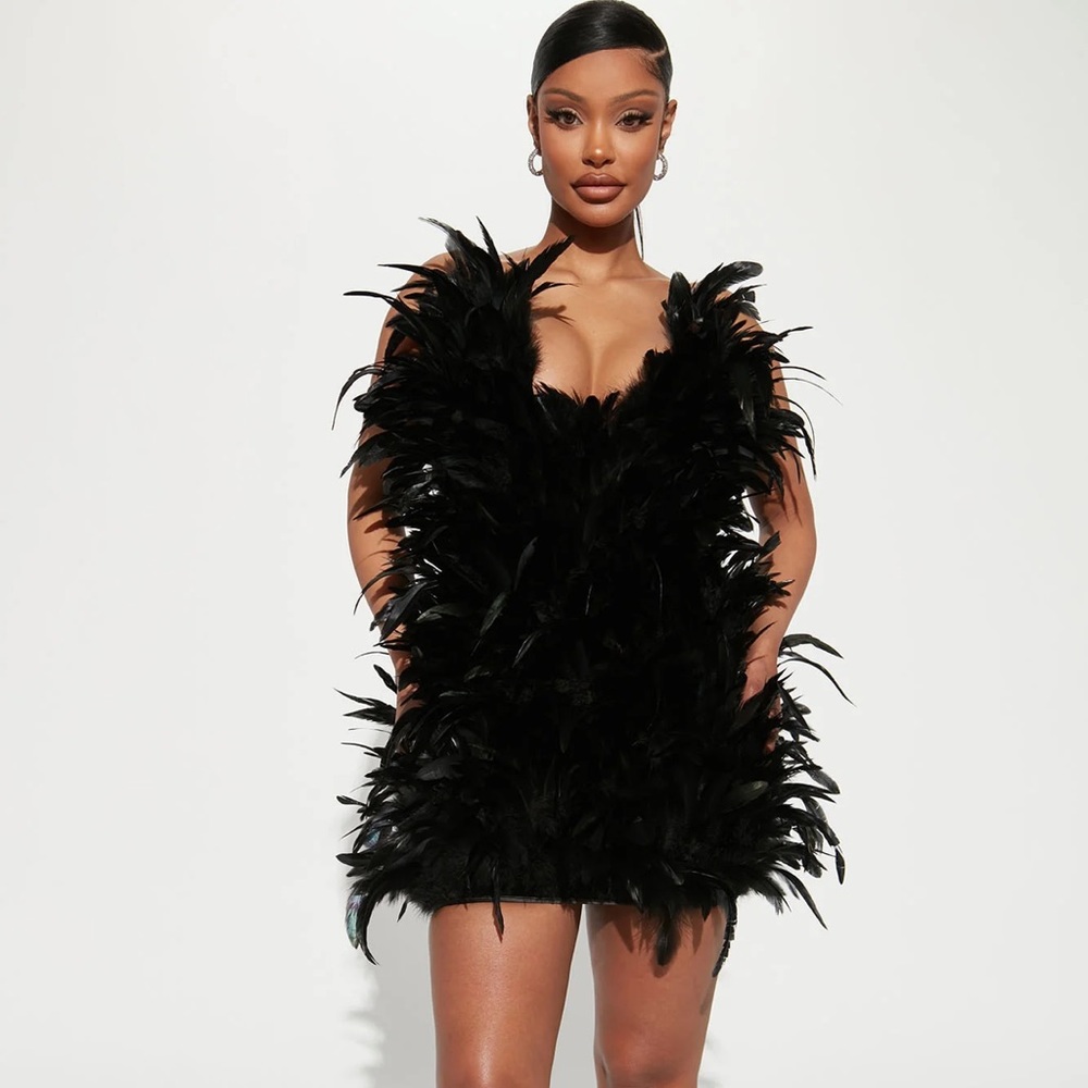 Fashion Nova Feather Mini Dress